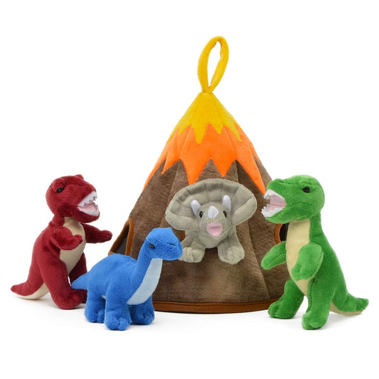 Unipak 12" Plush Castle House - 5 Stuffed Animals in a Carrying Case (Volcano House 10")