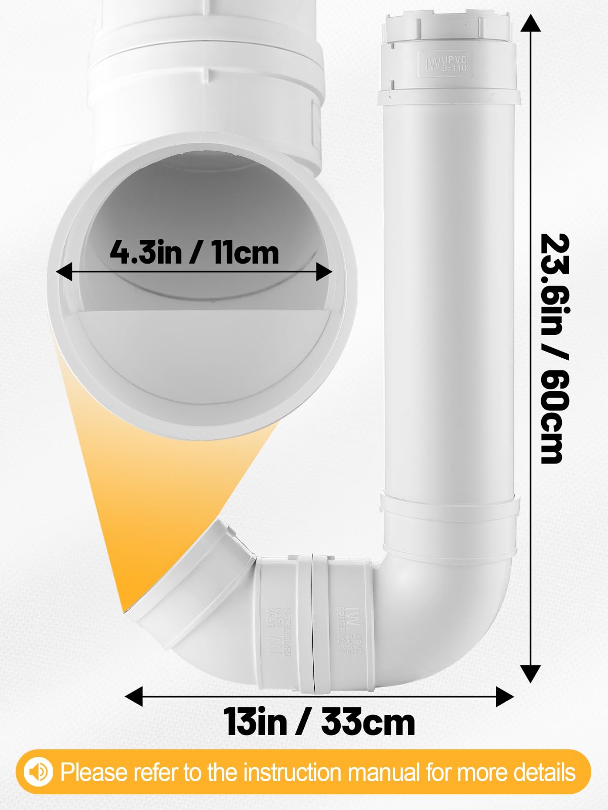 MEWTOGO Automatic Chicken Feeder No Waste - 6.6 Pounds Large Capacity Heavy Duty PVC Pipe Hanging Chicken Feeder, Poultry Gravity Feed Port for Chicken Long Feeding