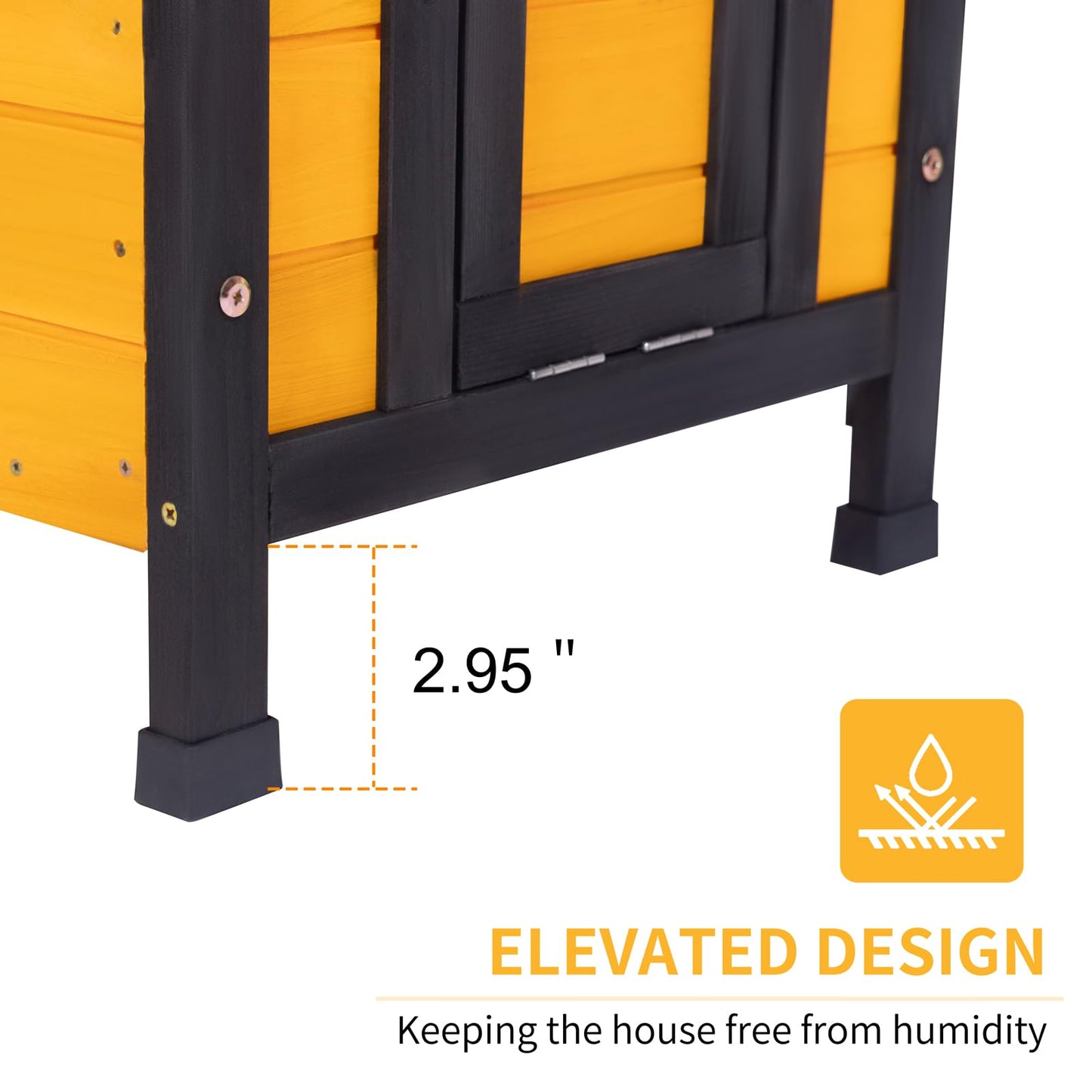 GEGURI Outdoor Cat House Weatherproof, Rabbit Hutch & Indoor Bunny Cage, Wooden Shelter for Feral Cats, Rabbits, Chickens & Small Animals