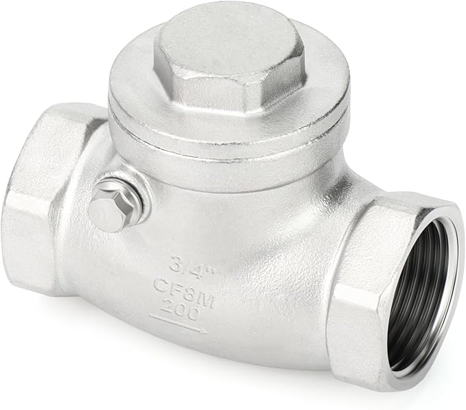 TAISHER 1PCS 304 Stainless Steel 3/4" Female Swing Check Valve，Backflow Prevention, One Way Check Valve CF8 WOG 1000