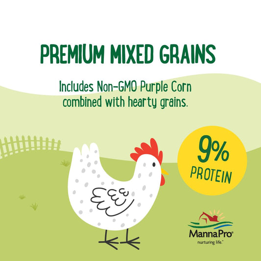 Manna Pro Farmhouse Favorites – Sunflower Mix Up – Premium Grains for Poultry – Made with Non-GMO Purple Corn – High Energy Poultry Feed Supplement – 10lb Bag