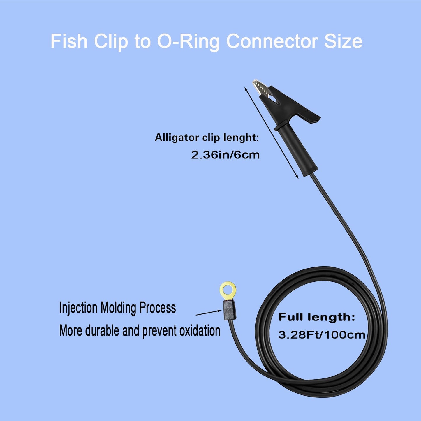 Electric Fence Tester,Wire Copper Fencing,Electric Fence Wire Connectors Jumper Leads Cable with Alligator Clips Electric Fence Charger for Solar Fence Charger,Energizer Connector,16AWG 3.28Ft 2PCS.