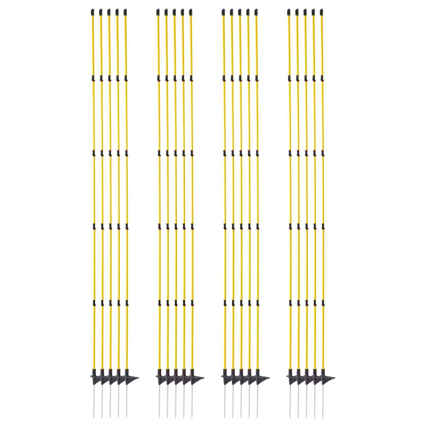 Maasechs 80 Inches Electric Fence Posts Fiberglass Step-in 20 Pack, Temporary Fence Stakes with Adjustable Clips for Livestock, Garden, Farm Protection
