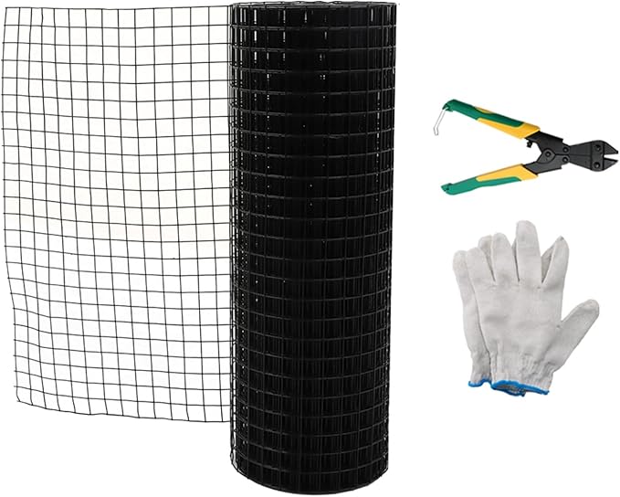 LABLT 24 in x 50 ft Hardware Cloth, 1 in Chicken Wire Fence for Chicken Coop Fences and Poultry Animal Netting (16 Gauge, Black)