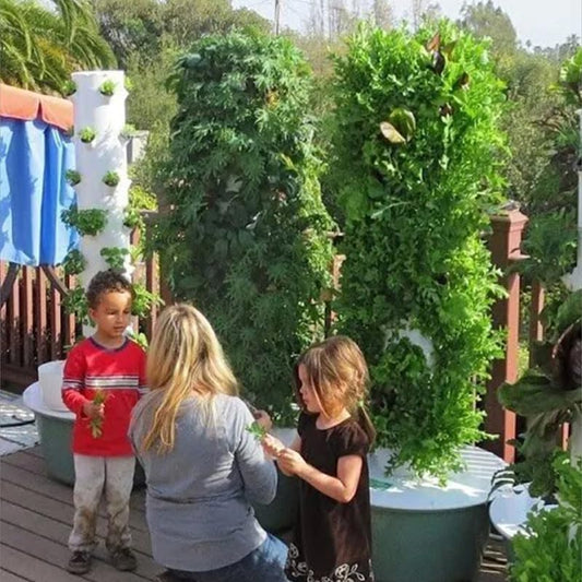 Vertical Hydroponic Grow Tower Aeroponic Tower for Fruits and Vegetables 9 Layer 36 Pots Planter with Water Tank and Pump