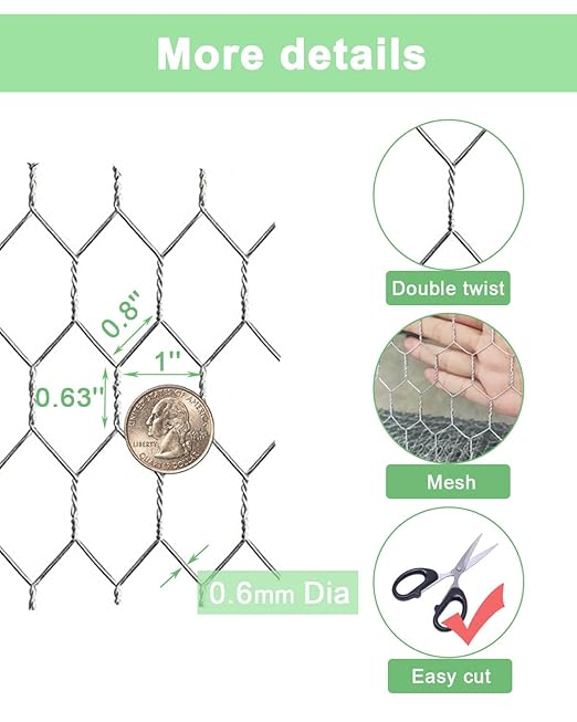 Garden Poultry Chicken Wire Netting - 36 '' × 150 ' Garden Fence Animal Barrier, Chicken Wire for Crafts, 1 inch Mesh Poultry Netting Fence, Pet/Rabbit/Chicken Wire Fencing