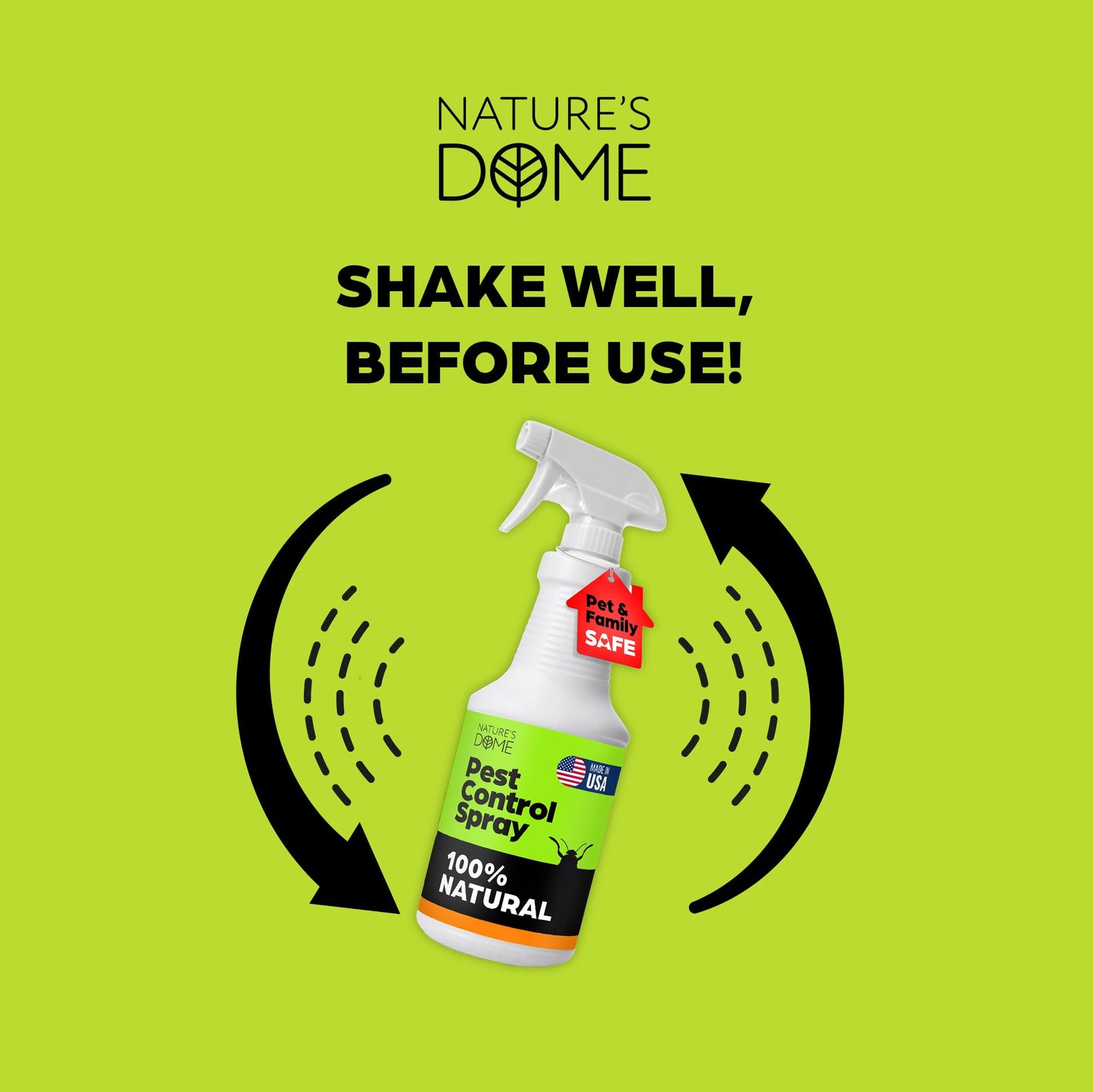 Nature's Dome Eco-Friendly Lab Tested – 16 oz – Pest Control - Insect, Spider, Fly, Flea, Ticks, Ant Spray Safe for Pets and Kids 100% Natural – Fast-Acting, for Indoor & Outdoor Use