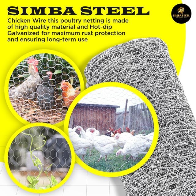 Chicken Wire 12 in x 150 FT x 2” Mesh x 20GA | Poultry Wire Netting | Hot Dipped Galvanised | Hexagonal Galvanized Mesh for Chicken Coop, Rabbit Cage, Fence Barrier PM12x150x2