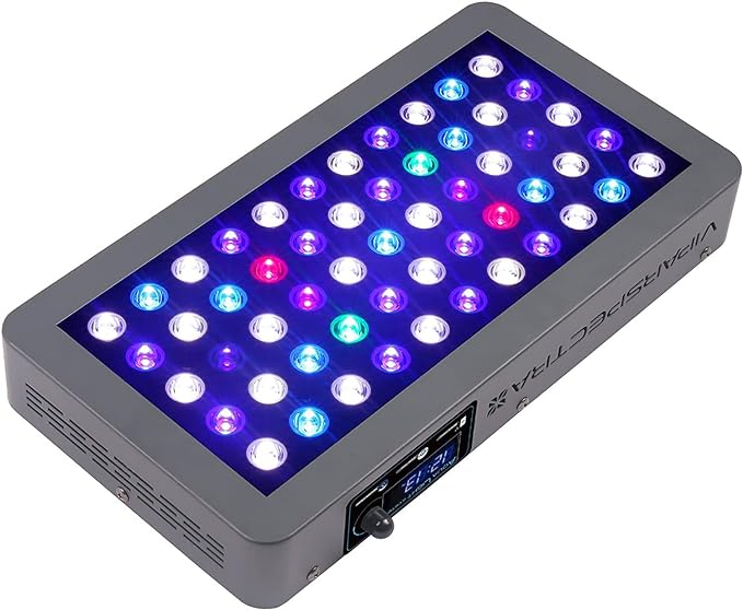 VIPARSPECTRA 165W LED Aquarium Light Dimmable Full Spectrum LED Reef Lights for Coral Saltwater Fish Tank, Remote/Timer Control, Programmable Auto On/Off, Blue/White Dual Channel Brightness 0-100%