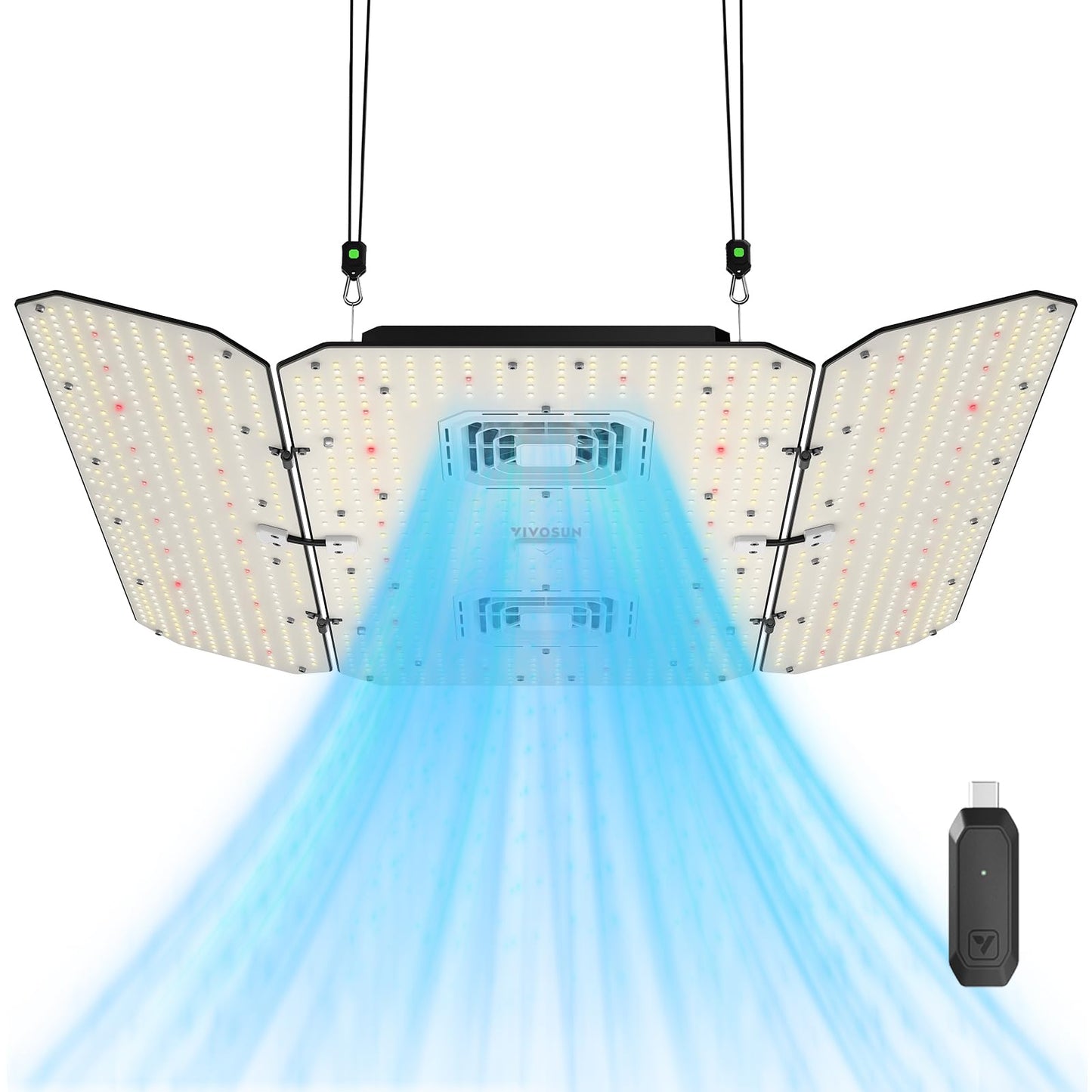 VIVOSUN AeroLight Wing AW400SE & GrowHub Controller E25, LED Grow Light 400W with Integrated Circulation Fan, Full Spectrum, Compatible with App & E42A, 4x4/5x5 Coverage