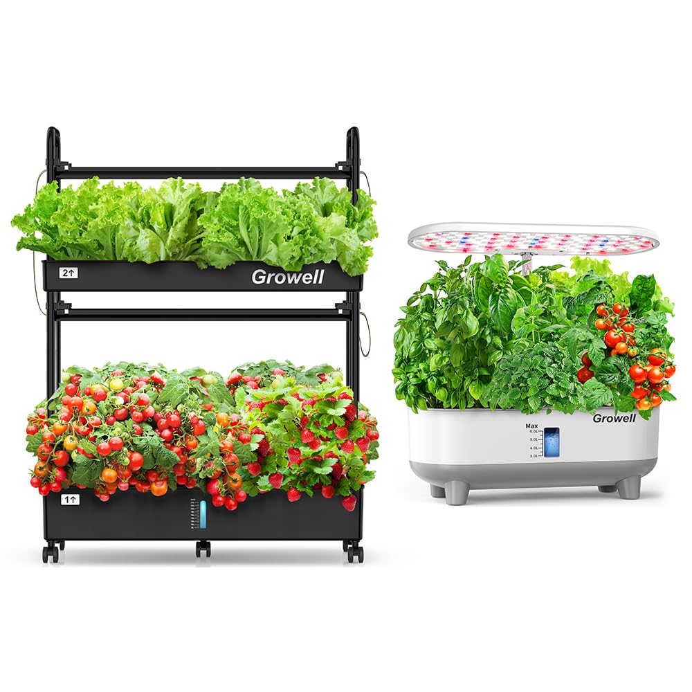 Growell 16 Pods Hydroponics Growing System Kit & 60 Pods Vertical Indoor Garden