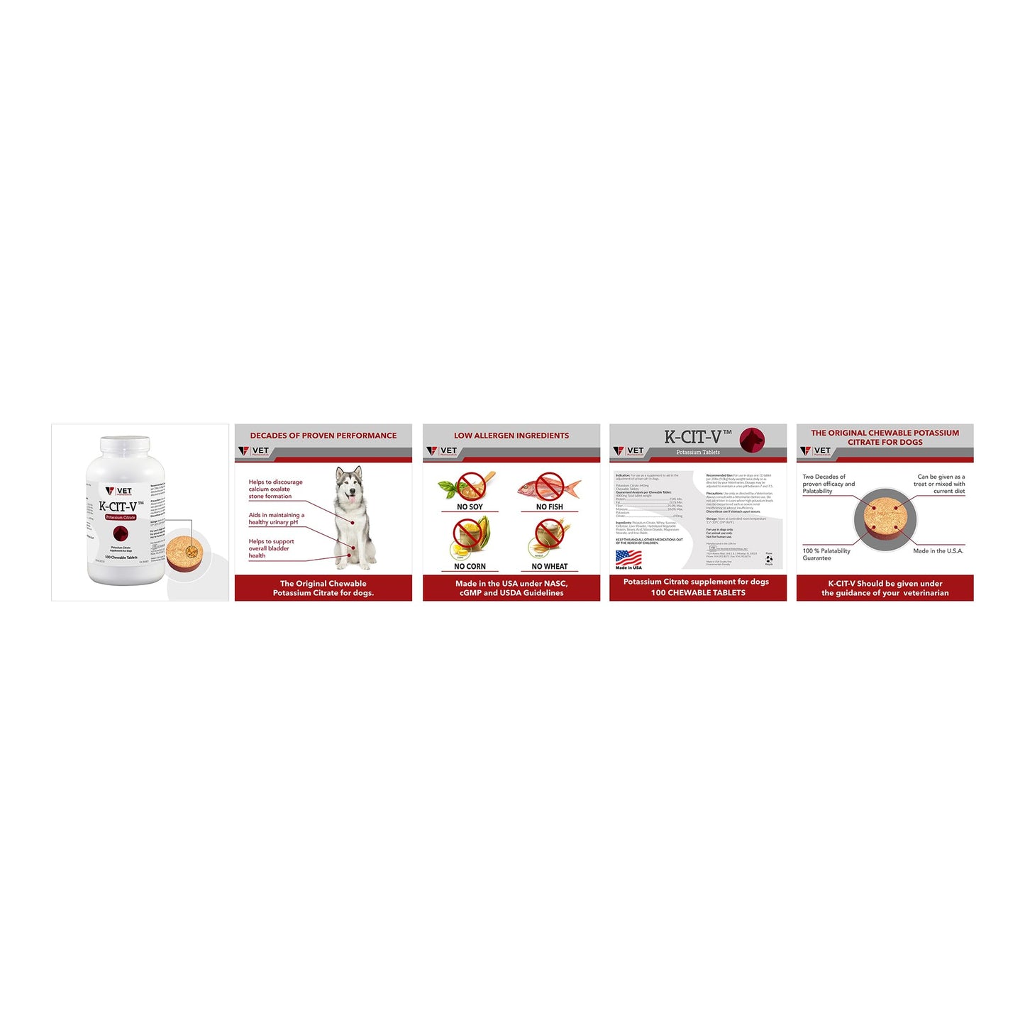 K-CIT-V Potassium Citrate Chewable Tablets for Dogs - 100 ct.