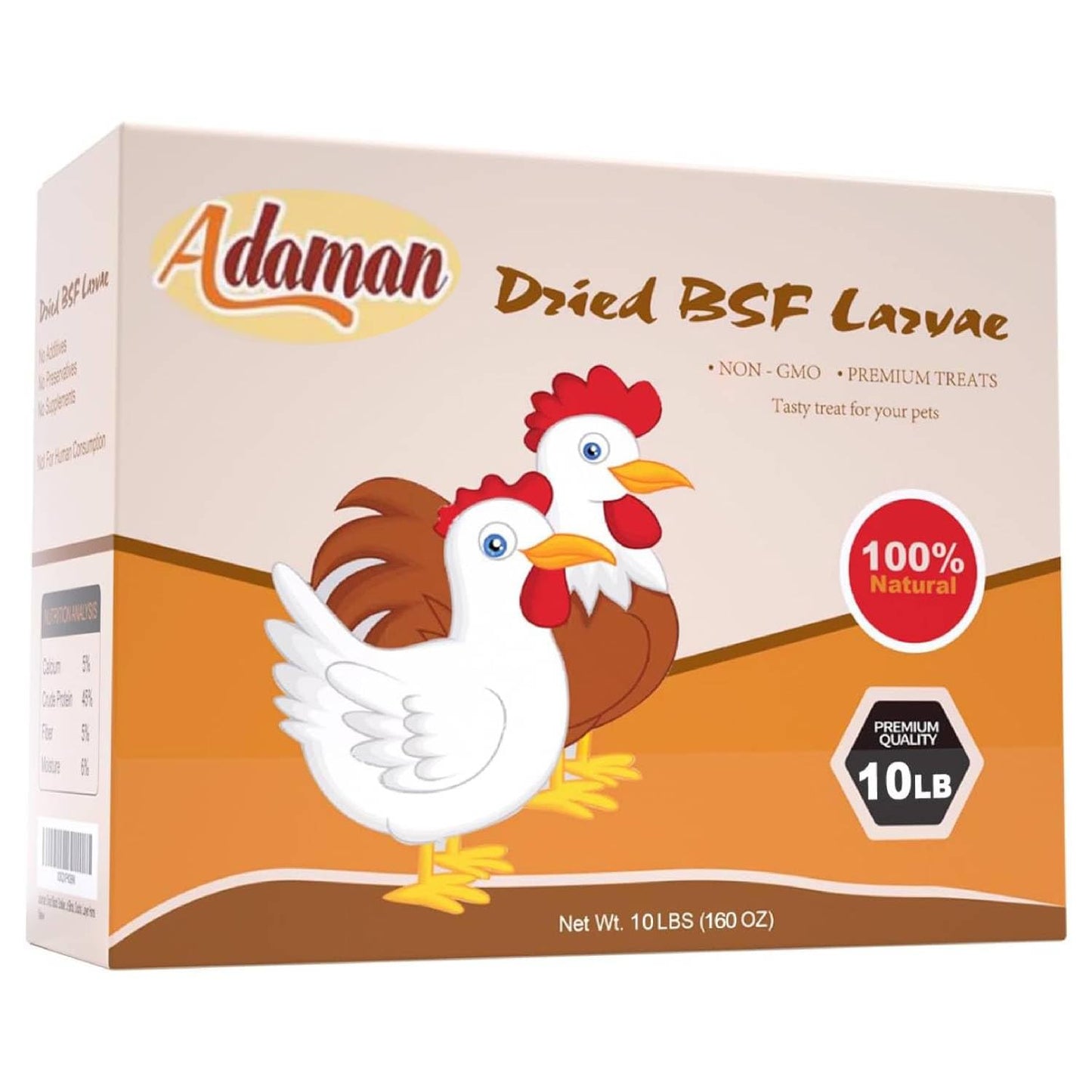 Adaman Dried Black Soldier Fly Larvae 10 LBS-100% Natural Non-GMO BSF Larvae-More Calcium Than Dried Mealworms High-Protein Chickens Treats, Food for Wild Birds, Ducks, Layer Hens