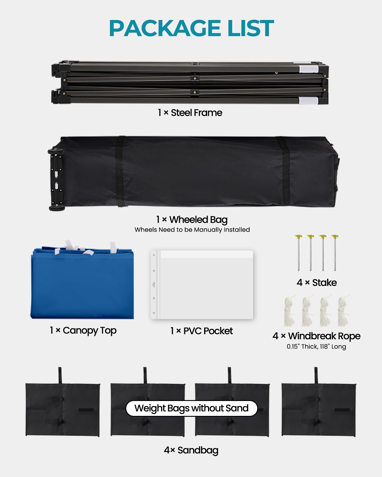 Eesdom 10x10 Pop Up Canopy with Wheeled Bag, Commercial Portable Canopy Tent, Easy Set Up, 4 Stakes & 4Sandbags & 4 Ropes, Waterproof Outdoor Shelter for Market, Parties, Blue
