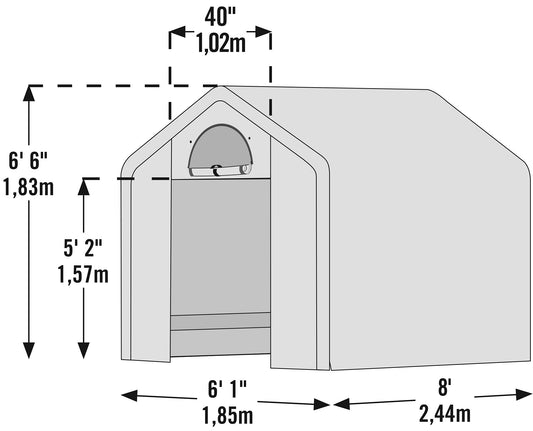 ShelterLogic 6' x 8' x 6.5' GrowIT Greenhouse Peak Roof Style Backyard Grow House with Integrated Shelving, 6' x 8' x 6', Translucent