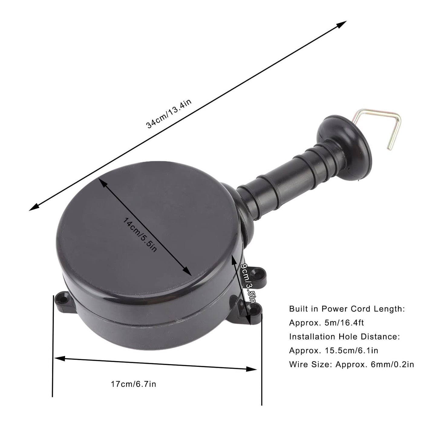 Electric Fence Gate Handle, Retractable Insulated 5m Energizing Rope Kit Heavy Duty Easy Installation Safety Agricultural Fencing Gate Handle for Farm Ranch Livestock Fence Accessories