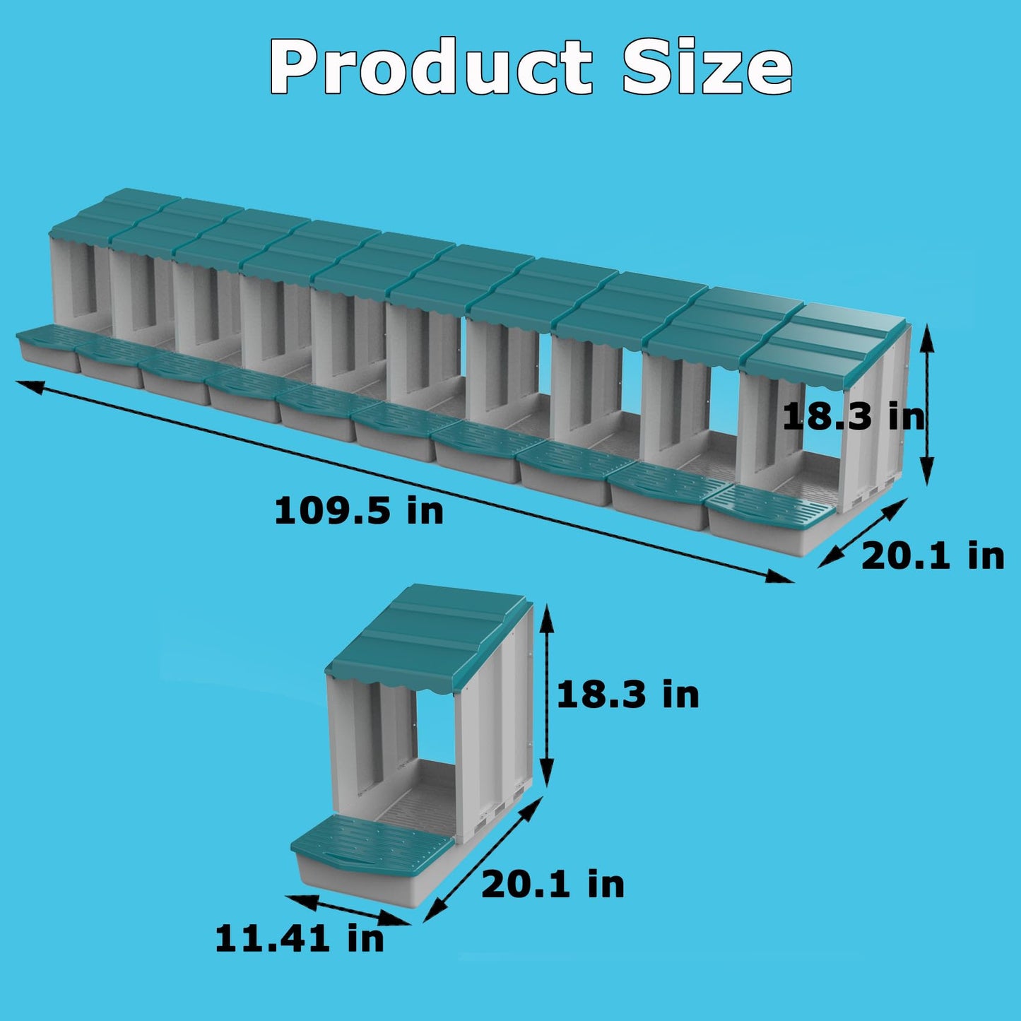 AUTENS Chicken Nesting Boxes, 10 Hole Laying Boxes,2 Nest Mat, Plastic Roll Away Chicken Nest Box, Egg Roll Out with Perch Eggs Protected Collection Area, Poultry Modular House Egg Coop Nest Perch