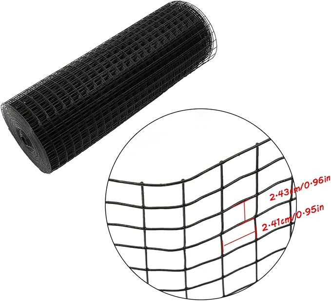 LABLT 24 in x 50 ft Hardware Cloth, 1 in Chicken Wire Fence for Chicken Coop Fences and Poultry Animal Netting (16 Gauge, Black)