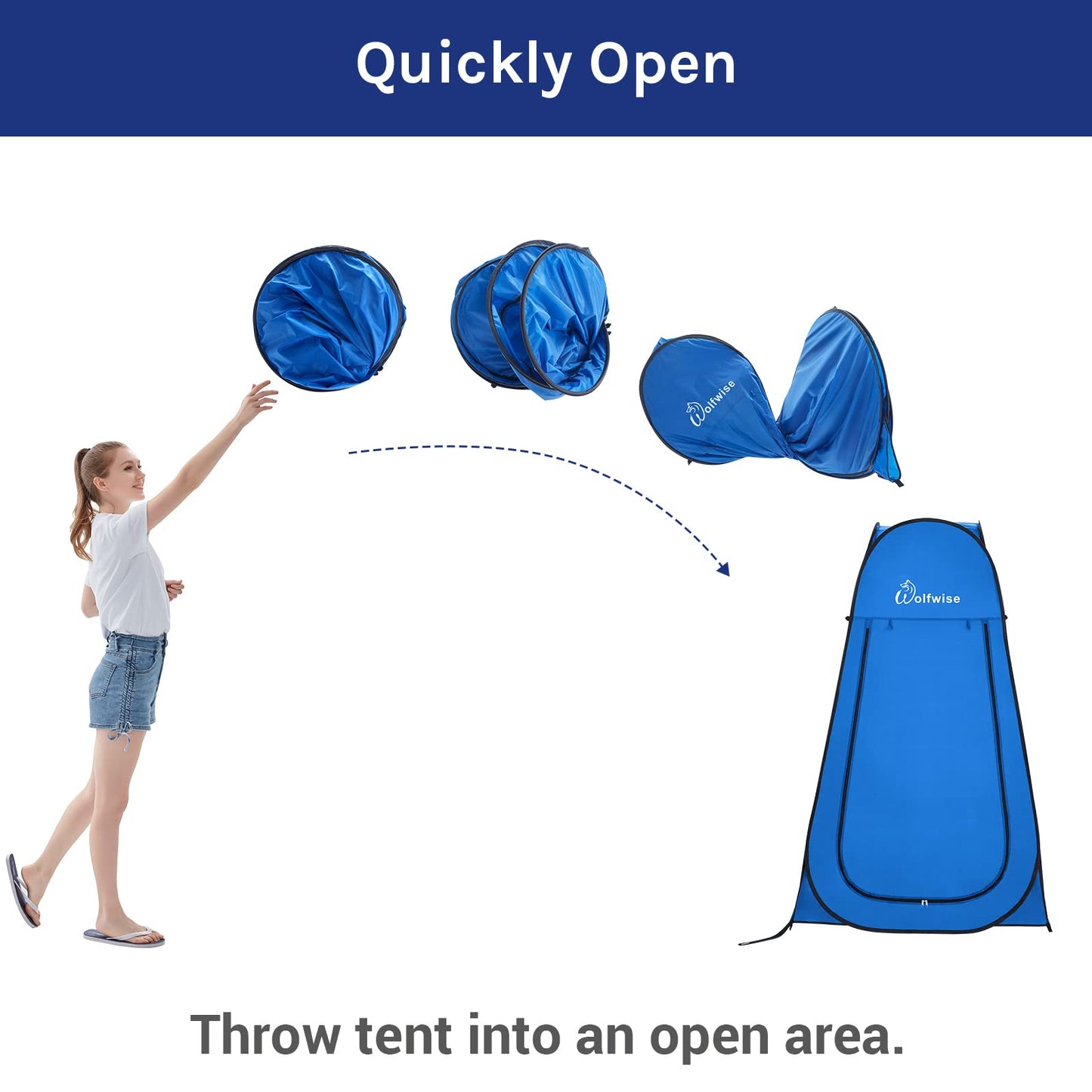 Wolfwise Pop Up Changing Tent for Beach, Camping Portable Shower Tents, Outdoor Privacy Bathroom, Change Dressing Clothes Porta Potty Tent Pop Up Instant for Camp, Toilet, Blue