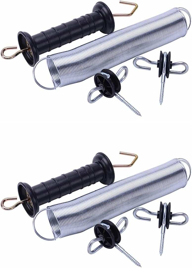 QMARK Electric Fence Gate Kit, Electric Fence Handle Set, Spring Gate Handle Set with 2 Tension Springs, 4 Corner Ends 2 Black Handles