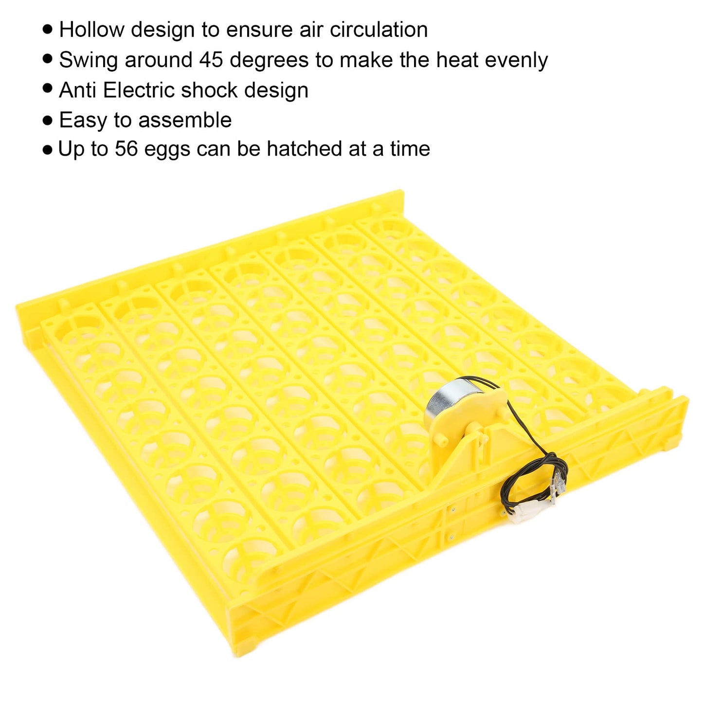 Automatic Egg Turner, 110V Swing Around 45 Degrees to Turn the Egg Tray Egg Hatching Tray 56 Eggs Fully Automatic Incubator(110V)