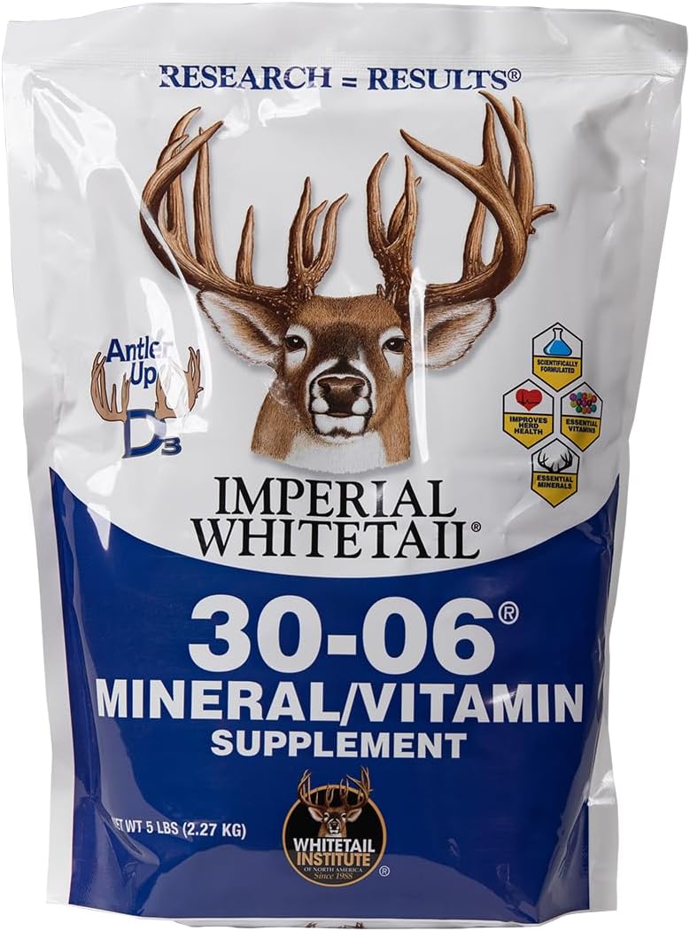 Whitetail Institute 30-06 Mineral and Vitamin Supplement for Deer Food Plots, Provides Antler-Building Nutrition and Attracts Deer, Original, 5 lbs