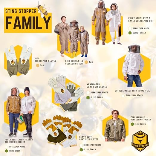 Sting Stopper Heavy Duty Beekeeping Gloves Men Women, Goat Skin Bee Gloves with Short Canvas Cuffs, Sting Proof Bee Keeping Gear | Beekeeper White, 3X-Large