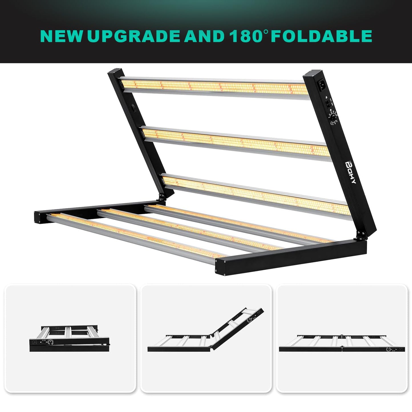 BQHY 720W LED Grow Lights, Full Spectrum Grow Light, Daisy Chain Plant Bar Style 4x4 Grow Light Foldable & Dimmable for Growing Commercial Hydroponic Growing Lamp 5x5ft Core Coverage