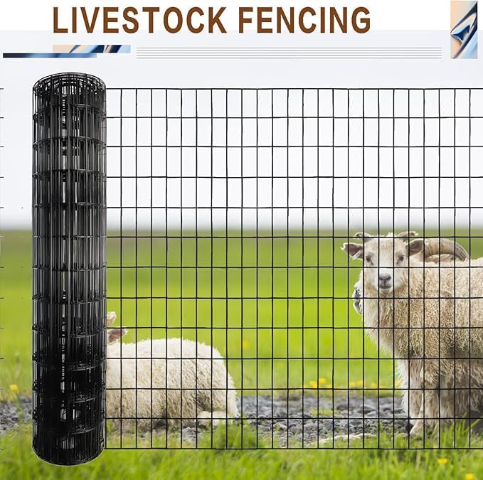 Tongmo 3 ft x 50 ft Black PVC Coated Welded Wire Fence, 16GA Garden Chicken Wire Fence Roll, Mesh Size 2" x 4" Hardware Cloth, Ideal for Yard Protection and Poultry Netting