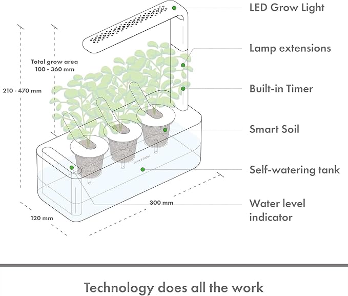 Click & Grow Indoor Herb Garden Kit with Grow Light | Smart Garden for Home Kitchen Windowsill | Easier Than Hydroponics Growing System | Vegetable Gardening Starter (3 Basil Pods Included), Sage