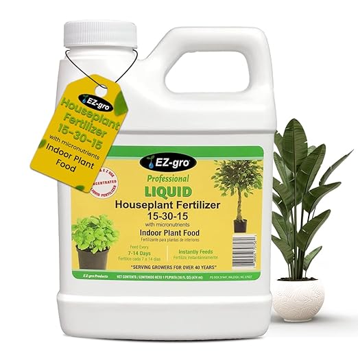 EZ-GRO House Plant Fertilizer 15-30-15, Indoor Plant Food - Concentrated Liquid Fertilizer with High Phosphorus | Liquid Plant Food for Houseplants | Specially Made for The Nutrition of Indoor Plants