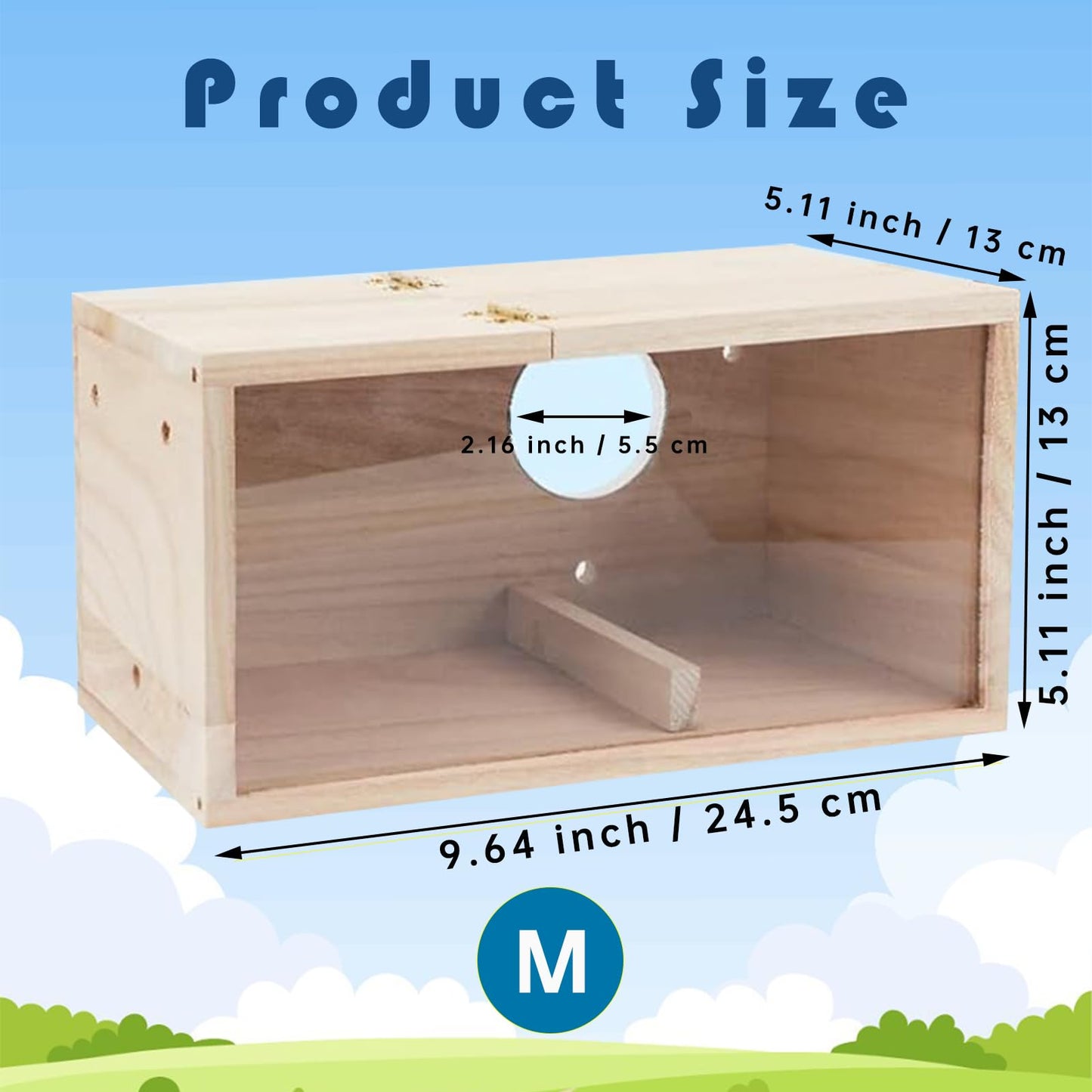 Parakeet Nesting Box, Transparent Parrot Breeding Box with Perch Wood Bird Cage House for Cockatiel Lovebirds Budgie Conure Canary M