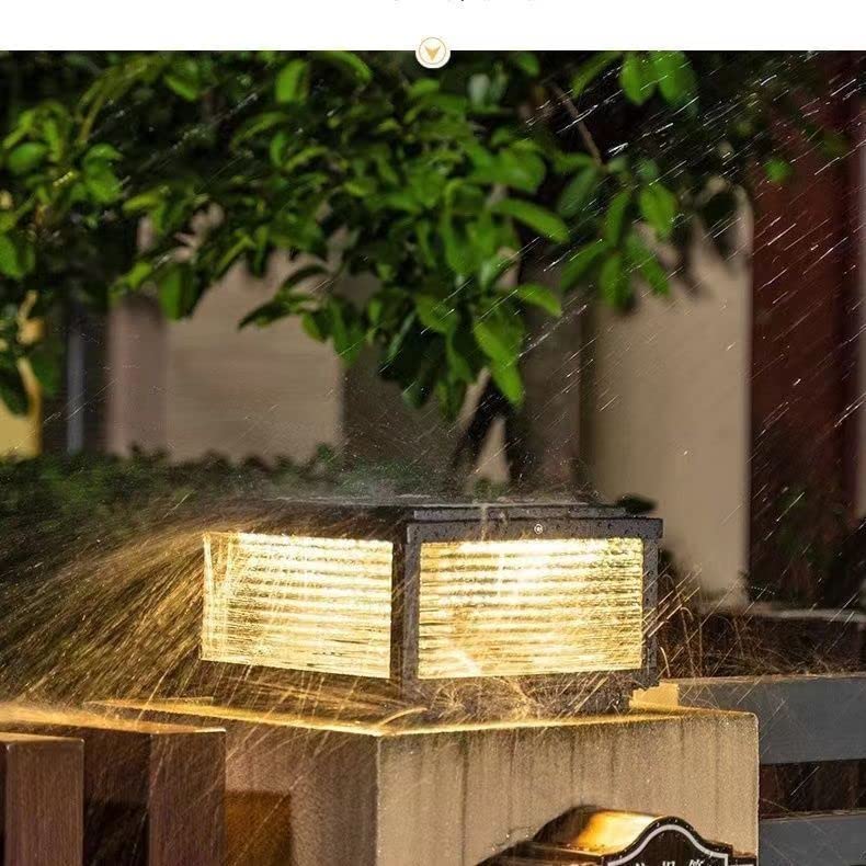 JHOTEC Large Outdoor Post Light 24X24 in, Dusk Till Dawn Solar Column Light,No Wiring Required Electricity Cost Column Lamp,Garden Light,IP54 Waterproof, Base E26 Dual-Purpose,LED Post lamp