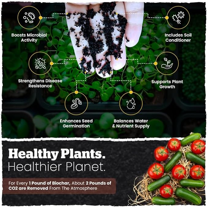 Wakefield Premium Biochar Blend – Organic Potting Soil for Vegetables, Tomatoes & Gardens – Potting Mix Enriched with Humic Acid & CarbonBoost – Versatile Top Soil for Indoor & Outdoor Plants-4quarts