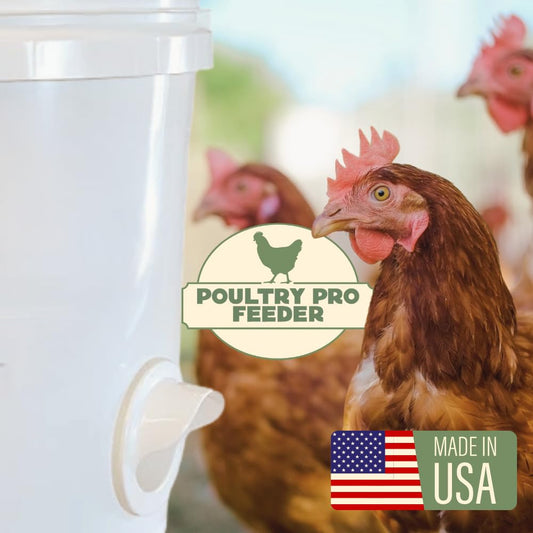 The Original Poultry Pro DIY Chicken Feeder | 3 Ports Poultry Feeders for Chicken Coop | Use for Buckets & Bins | Rain Proof, Weather Resistant - Original Feeder 3-Pack with Hole Saw