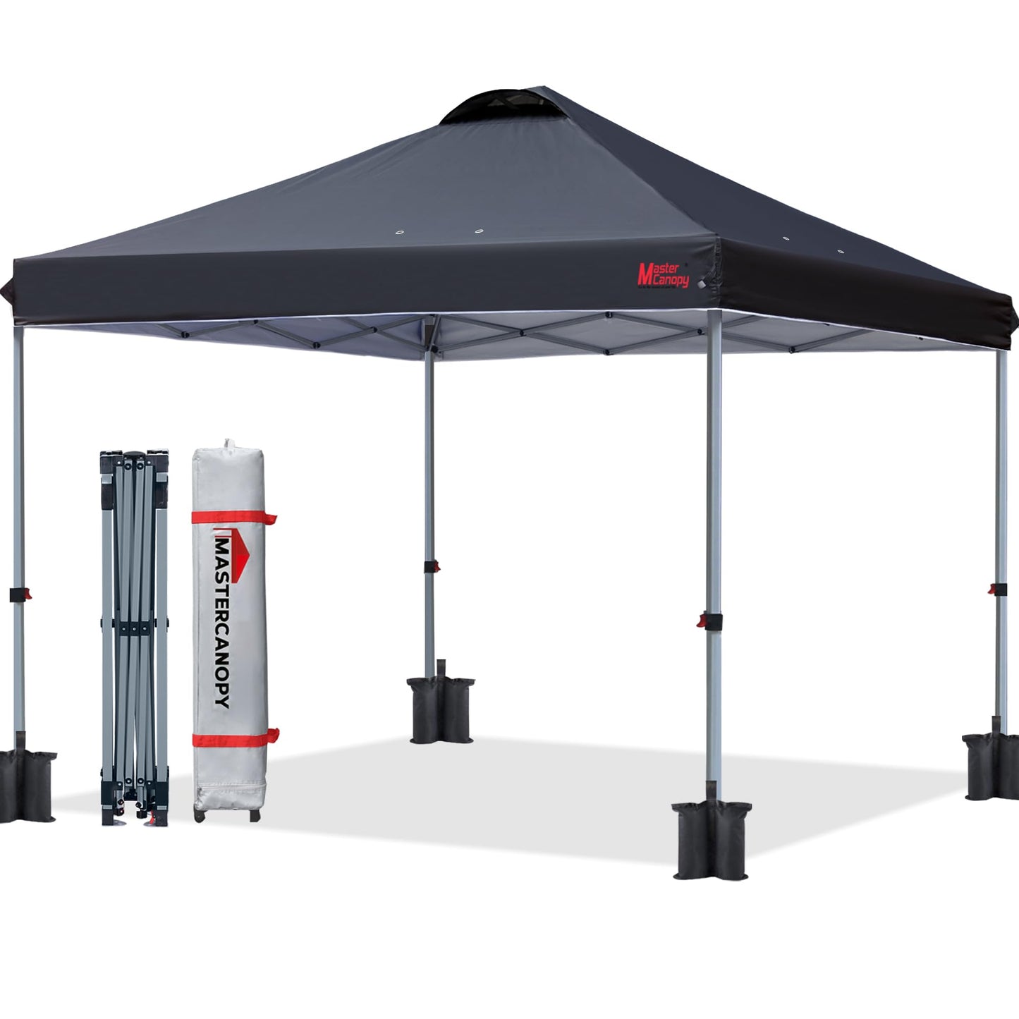 MASTERCANOPY Durable Pop-up Canopy Tent with Roller Bag (10x10, Black)