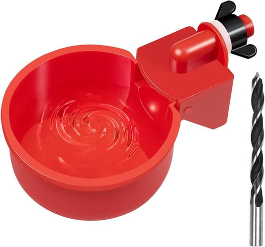 Chicken Waterer Cups 4 Pack Automatic Chicken Water Cups for Poultry LANARP Float Style Gravity Chicken Watering System Poultry Water Feeder Kit Chicken Waterer 5 Gallon with Mounting Hole Opener