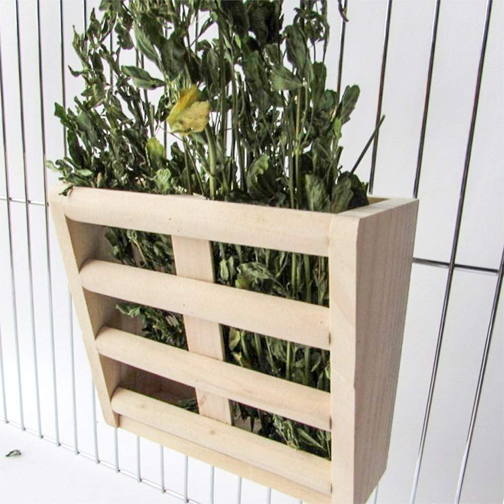 Bunny Hay Rack Guinea Pig Hay Feeder Chinchilla Hay Holder Rabbit Food Dispenser Natural Wooden Hamster Rabbit Cage Accessories