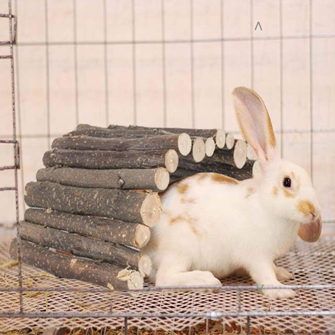 Hamiledyi Bunny Extra Large Ladder, 11.8 in X 20 in Wooden DIY Toy Rodents Chewing & Climbing Bridge Chinchillas Cage Tunnel/Hideout/Hut/Ramp/Divider for Small Animal Guinea Pig