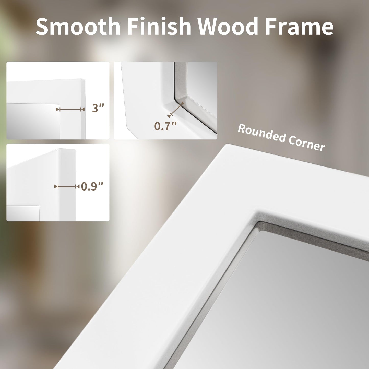 Inbenioso 54''x36'' Rustic Wall Mirror for Bathroom White Wood Frame, Classic Rectangle Mirror Farmhouse Vanity Wall Mirror Decor Living Room, Bedroom, Entryway