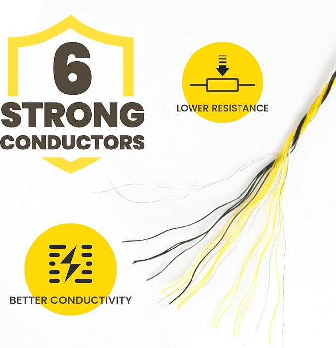 Electric Fence Wire 1/8'' 1312 Feet/400 Meters, UV Wear Rust Resistant, Portable Polyrope Electric Fence Polywire for Livestock, Upgraded 6 Stainless Steel Strands Conductors