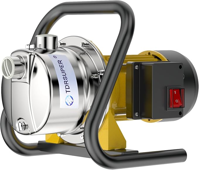 1.0HP Electric Shallow Well Pump 110V Portable Water Transfer Pump 1080GPH 18GPM Stainless Steel Pumps 150ft Heigh Draining Irrigation Pump for Garden Lawn Draining Irrigation System