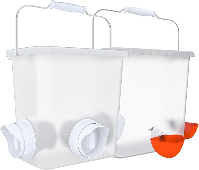 Large Automatic Chicken Feeder and Waterer Set Hanging Chicken Water Feeder Poultry Feed Bucket