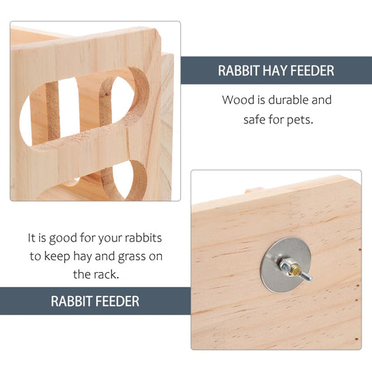 Rabbit Feeder Bunny Food Manger Wooden Manger Rack Grass Holder Cage Feeder Pet Supplies for Guinea Pig Chinchilla Hamster 23. 5X14X17. 5CM