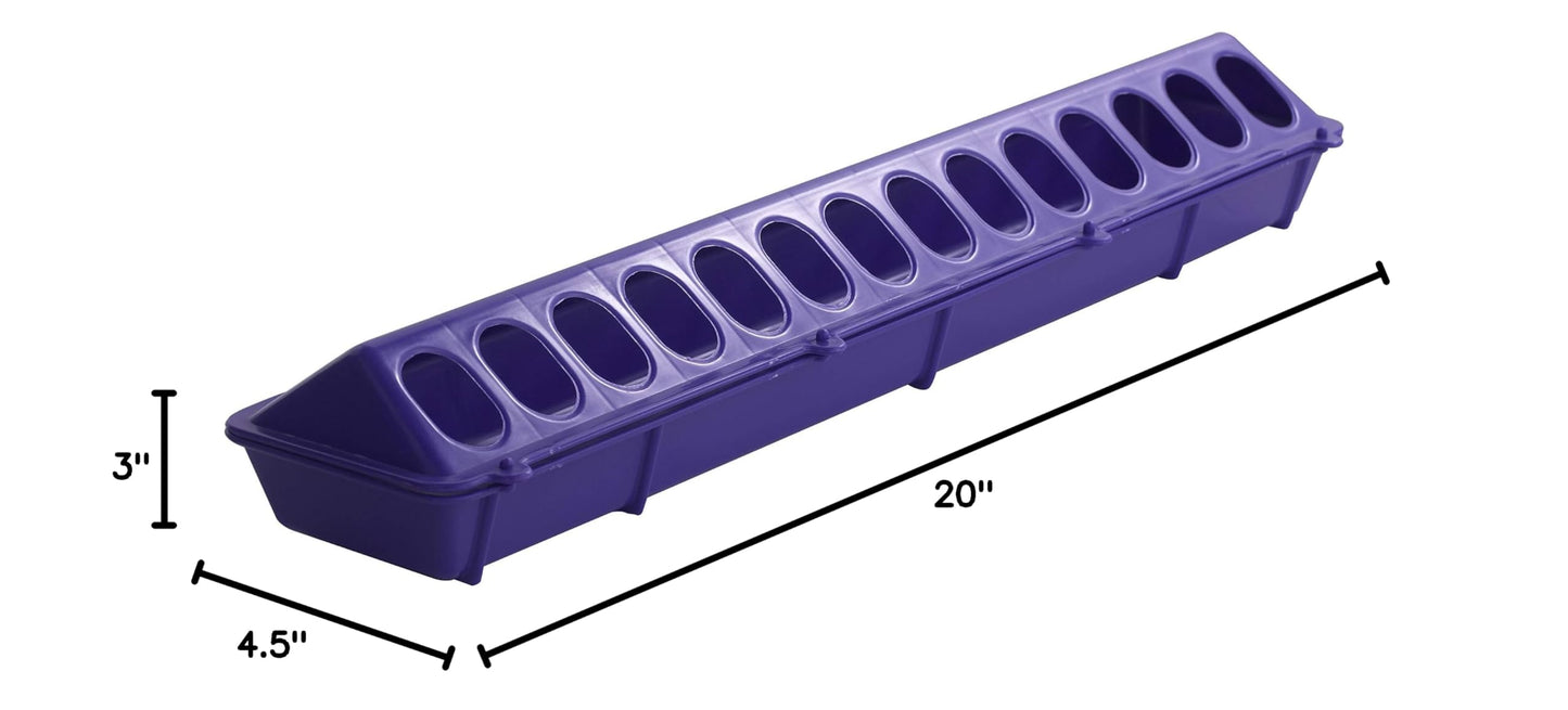 Little Giant® Plastic Poultry Feeder Base | 20 Inches | Heavy Duty Plastic Feeding Tray with Holes | Chicken Feeder Trough | Poultry Tray | Purple