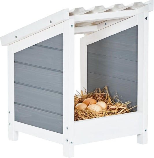 PETSFIT Nesting Boxes for Chicken Coop, Wood Single Compartment Chicken Nesting Boxes for Laying Eggs with PVC Roof for Hens, Ducks, and Poultry