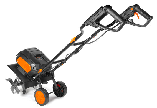 WEN 20V Max Cordless 14-Inch Brushless Electric Tiller with Two 4.0 Ah Batteries and Dual-Port Charger (20724)