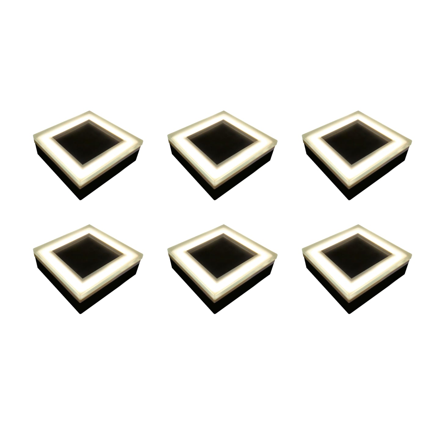 LUMENGY Solar Paver Light 4×4 inch, Up to 12 Hours Continues Lighting, Stainless Steel, Glare-Free Lighting for Driveways & Garden, 2700K Warm White, Waterproof & Drive-Over Rated (6-Packs)
