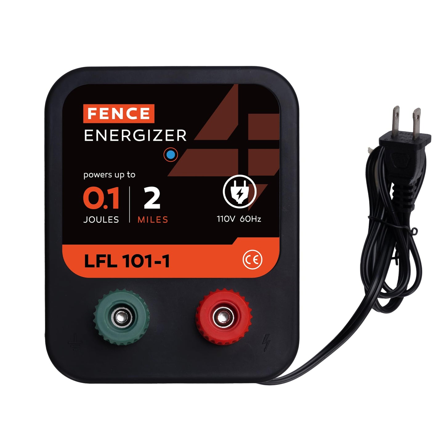 Electric Fence Charger, 2 Mile 8 Acres Electric Fence Energizer, 0.1 Joule Ac Powered Output Voltage 5100v, for Preventing Wild Animals Intruding Great for Poultry, Pets and Gardens