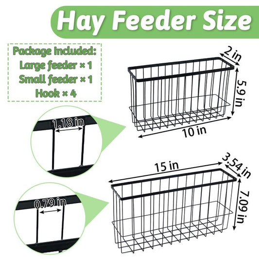 kathson Rabbit Hay Feeder 2 Pack, Metal Bunny Hay Rack for cage with Hooks, Rabbit hay Holder for Bunny Guinea Pig Chinchilla